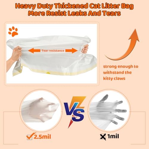 50 Count Litter Box Liners Jumbo 36" x 18" Tear Resistant Cat Litter Bags - Image 4