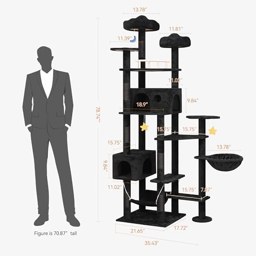 Meecal Black Cat Tree, 79in Tall Tower - Image 3