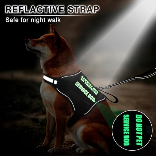 Service Dog Vest Harness and Leash Set+10 Patches, Easy Walk Black M - Image 5