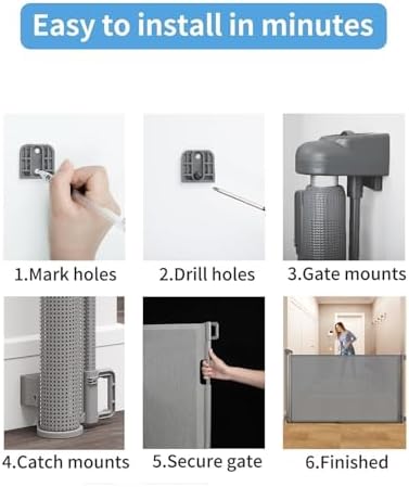 Veraste Retractable Baby Gate for Doorways and Stairs, Mesh Safety Gate for Pet - Image 5