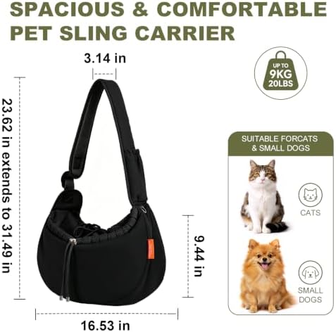 Small Dog Sling Carrier, Hands-Free Breathable Pet Carrier - Image 2