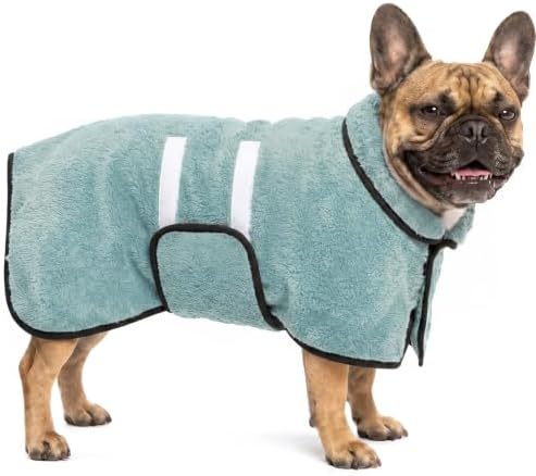 Dog Bathrobe, Super Absorbent for Small to Large Dogs, Light Green M by Bienbee