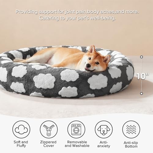 JOEJOY Jacquard Donut Round Dog Bed, Large Sized Dog - Image 2