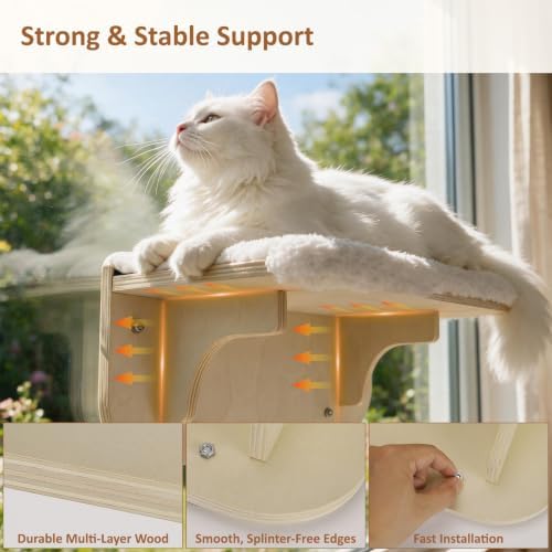 TIMIEEYA Cat Window Perch Sturdy Cat Hammock Window Seat - Image 5