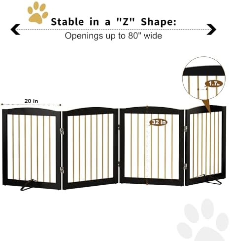 PUPETPO Freestanding Pet Gate for Dogs, Foldable Wooden Dog Gate for House - Image 6