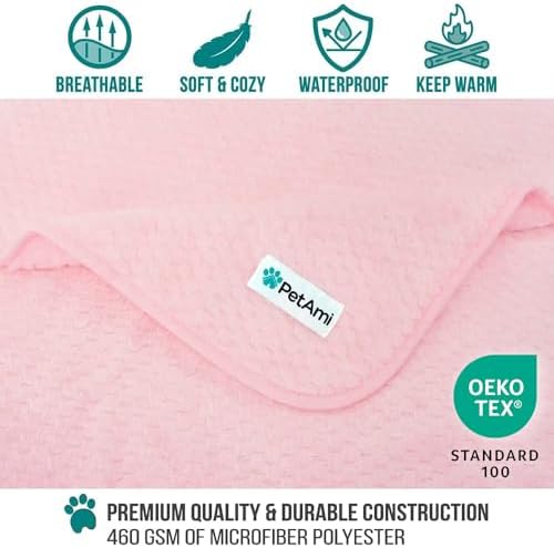 PetAmi Waterproof Dog Blanket, Leakproof Puppy Blanket, 29x40 Light Pink - Image 3