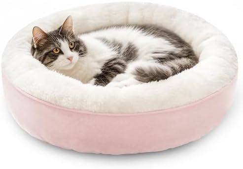 Love's cabin Round Donut Cat and Dog Cushion Bed, 20in Pet Bed by Lovescabin