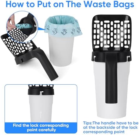 Cat Litter Scooper with Holder, Cat Litter Shovel with Bags &Waste Can - Image 6