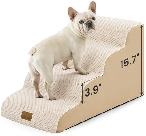 COZY KISS Dog Stairs for Small Dogs, 4 Step Pet Stairs for Beds & Couches by COZYKISS