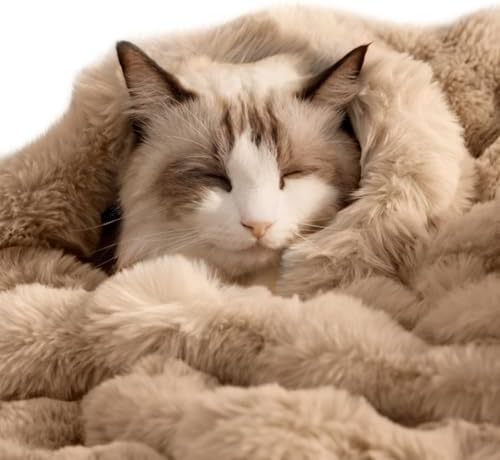 SOMAHE Soft Faux Fur Pet Blanket, Medium 28x22 Latte Coffee by COZYHOMECHICSTYLE