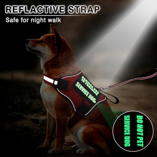 Service Dog Vest Harness and Leash Set+10 Patches, Easy On Off Red L - Image 6