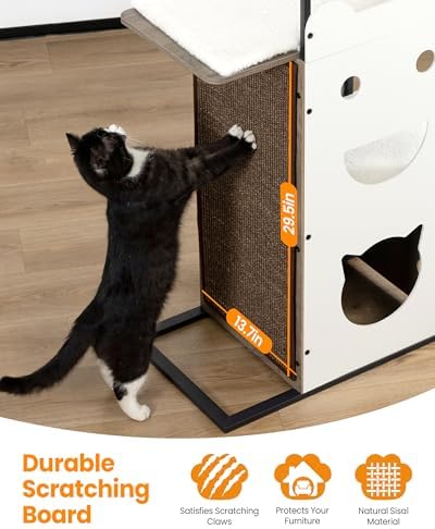 Wood Modern Cat Tree Tower, 84 Inch XL Tall Indoor Large Cat Condo - Image 3
