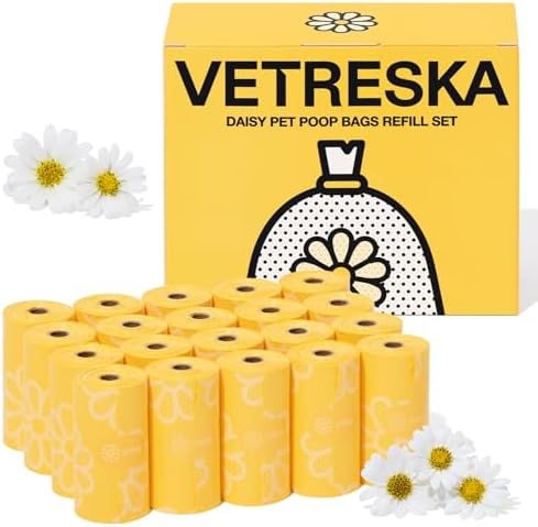 VETRESKA Daisy Scented Dog Poop Bags, Leak-proof by VETRESKA