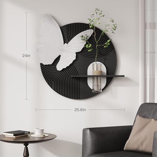 3D Black and White Modern Minimalist Butterfly Wall Art Decor, 24x24 Inch - Image 2