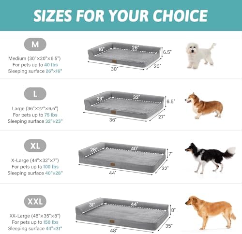 COZY KISS Orthopedic Dog Bed for Extra Large Dogs, L Shaped XXL 48x35 inch - Image 3
