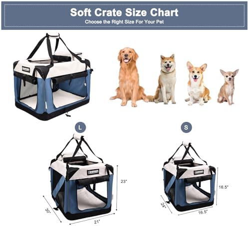 JESPET 3 Door Soft Dog Crates Kennel, Collapsible Travel Pet Carrier - Image 3