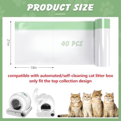 40 Count Litter Box Liners For Meowant Self-Cleaning Litter Box, 20 x 18 In - Image 2