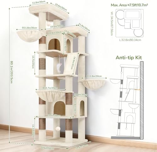 Globlazer 80in Extra Large Tall Corner Cat Tree Tower - Image 6