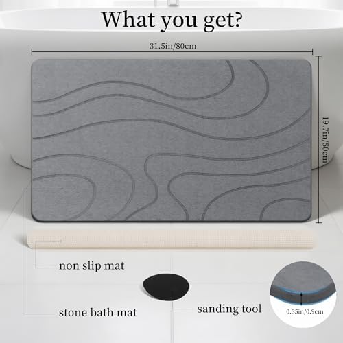 THMINS Extra Large Stone Bath Mat - Image 4