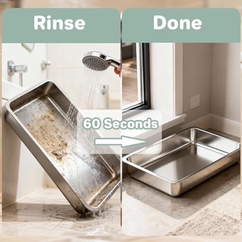 2 Pack Low Entry Stainless Steel Cat Litter Box - Image 3