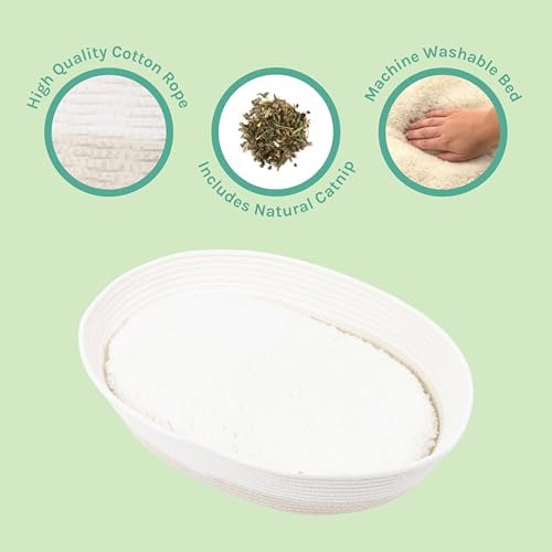 Kitty City Woven Cat Bed with Removable Washable Cushion, Cozy Braided Rope - Image 5