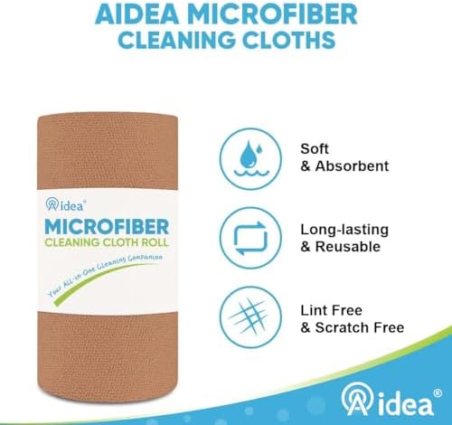 AIDEA Microfiber Cleaning Cloth Roll-55 Sheets, Cleaning Rags 11×9" Brown - Image 3