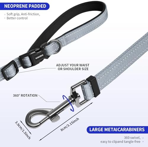 Kazazoo Hands-Free Dog Leash Adjustable Length 5-8 Ft, Waist - Image 4