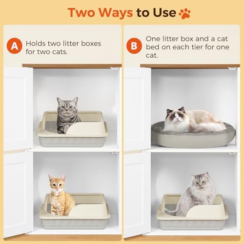 MAHANCRIS Litter Box Enclosure for 2 Cats, Hidden Litter Box Furniture - Image 4