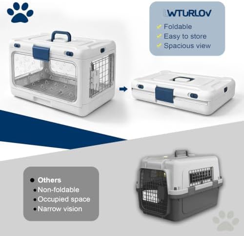 Collapsible Hard Cat Carrier Small Dog Cat Travel Crate Pet Clear - Image 5
