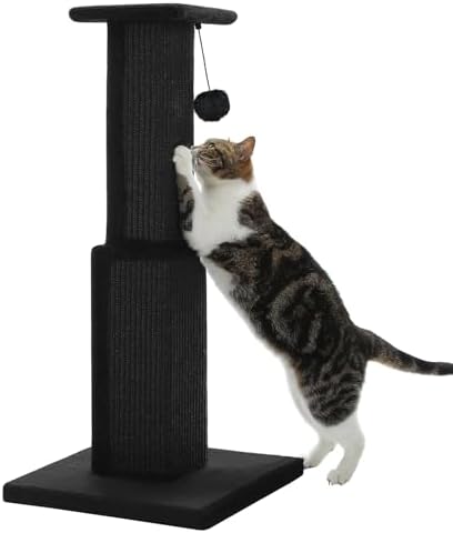 PAWZ Road Large Cat Scratching Post 32" Tall Black Cat Scratcher by PAWZRoad