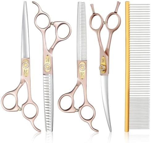JASON Dog Grooming Scissors Set - 6 in 1 Professional Sharp Shears Rosegold - Image 6
