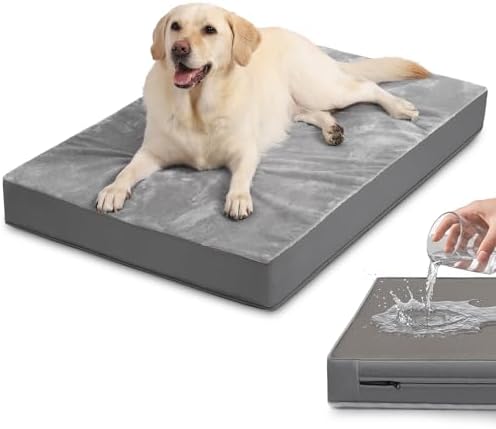 Waterproof Outdoor Large Dog Bed Washable XL Pet Foam Pad 44x32 Anti-Slip by Loveforfurrykids