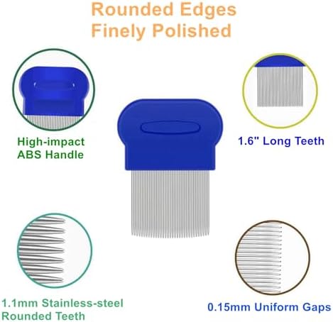 5 Pack Flea Lice Comb, Stainless Steel Dog Cat Grooming Combs - Image 4