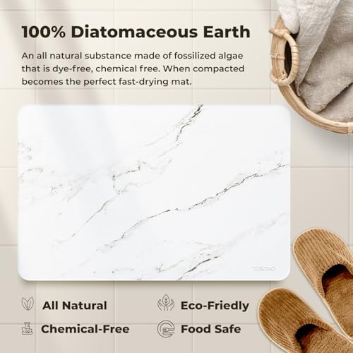 TOSORO - Stone Bath Mat Diatomaceous Earth Shower Mat Non-Slip Super Absorbent - Image 5
