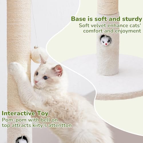 Woochpet Funny Cat Scratching Posts Sturdy Scratcher Posts 23'' Off White - Image 4