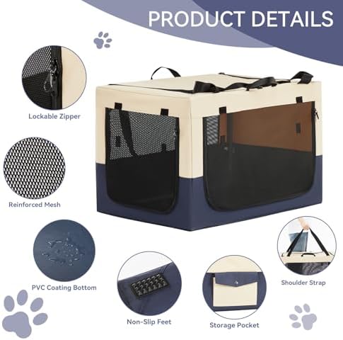 PETSFIT 36" Soft Portable Dog Crate – Patented Spiral Sturdy Frame, Collapsible - Image 5