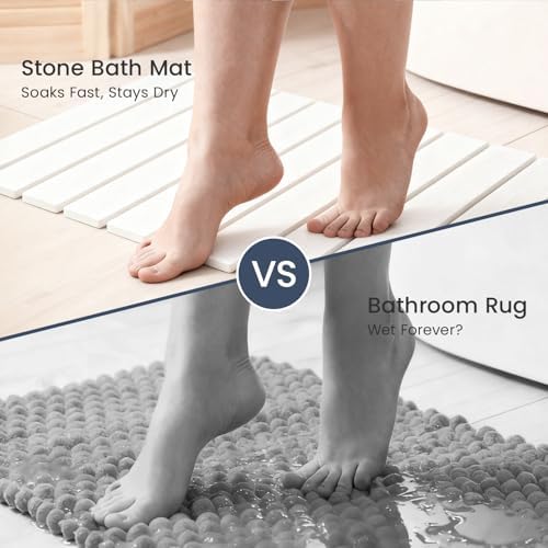 Meowoo Foldable Stone Bath Mat, 23.6"x15.3" Diatomaceous Earth Mat - Image 6