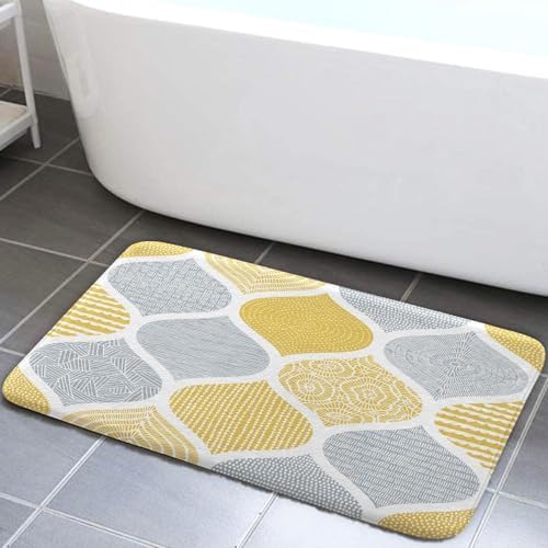 JAWO Yellow and Grey Paisley Bath Mat by JAWO