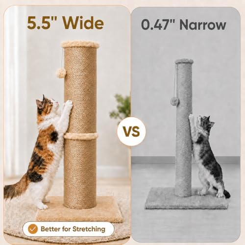PAWSCRAT 32-Inch Tall Cat Scratching Post, 5.5-Inch Diameter - Image 4