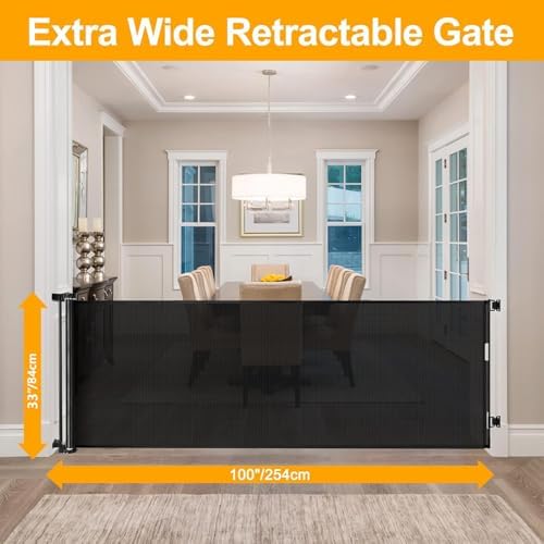 100 Inch Extra Wide Baby Gates for Large Opening Retractable Indoor Baby Gate - Image 2