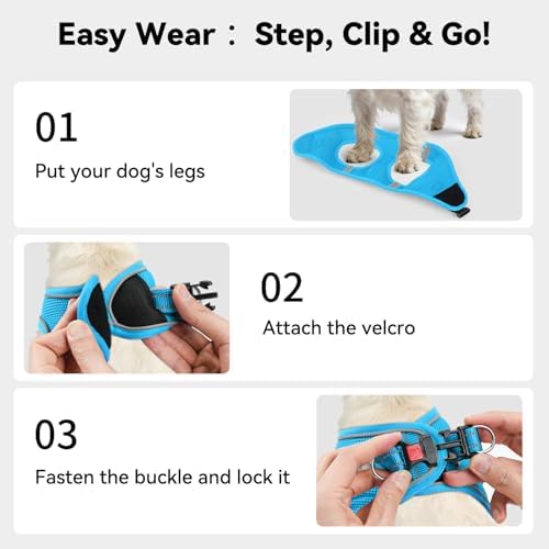 Joytale Step-in Dog Harness, Soft Breathable Mesh, Sky Blue XL - Image 3