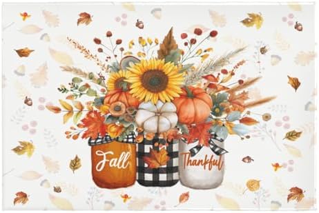 Giwawa Autumn Pumpkin Bath Rug Sunflower Flower Vase Bathtub Mat Soft Washable by Giwawa
