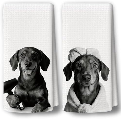 Dog Kitchen Towels Decor Set of 2 by BCUANGD