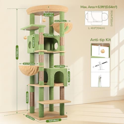 Globlazer 74in Cactus Heavy Duty Cat Tree Tower - Image 6