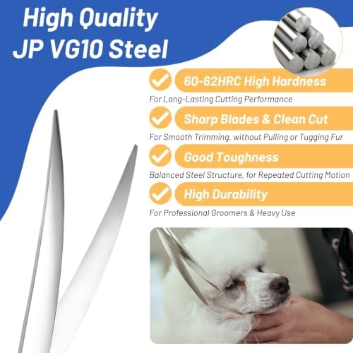 8in Curved Dog Grooming Scissors, Japanese VG10 Steel Pet Shears - Image 5