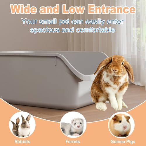 Rabbit Litter Box with Low Entry, High Back Splash Guard - Image 2