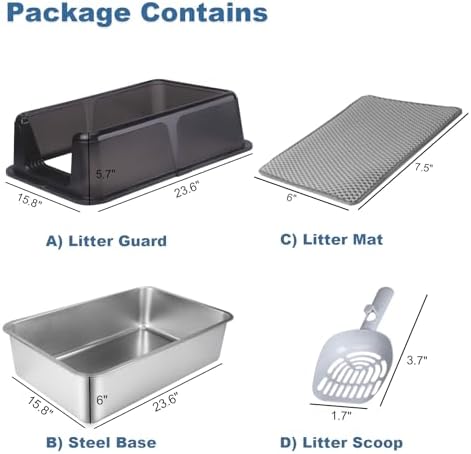 2 Pack Stainless Steel Cat Litter Box - Image 2