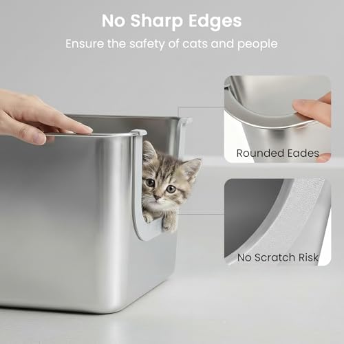 Stainless Steel Litter Box 11.8" High Sides - Image 5