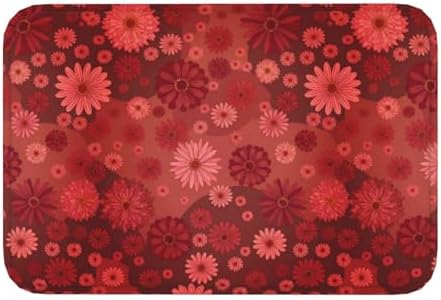 Red Flowers Bath Mat 24x16 Inch Non-Slip Soft Microfiber Bathroom Rugs Washable by Unknown