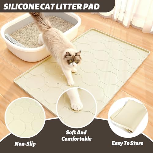 Silicone Cat Litter Mat for Litter Box-28" X 22" Litter Mat for Cat, Waterproof - Image 5